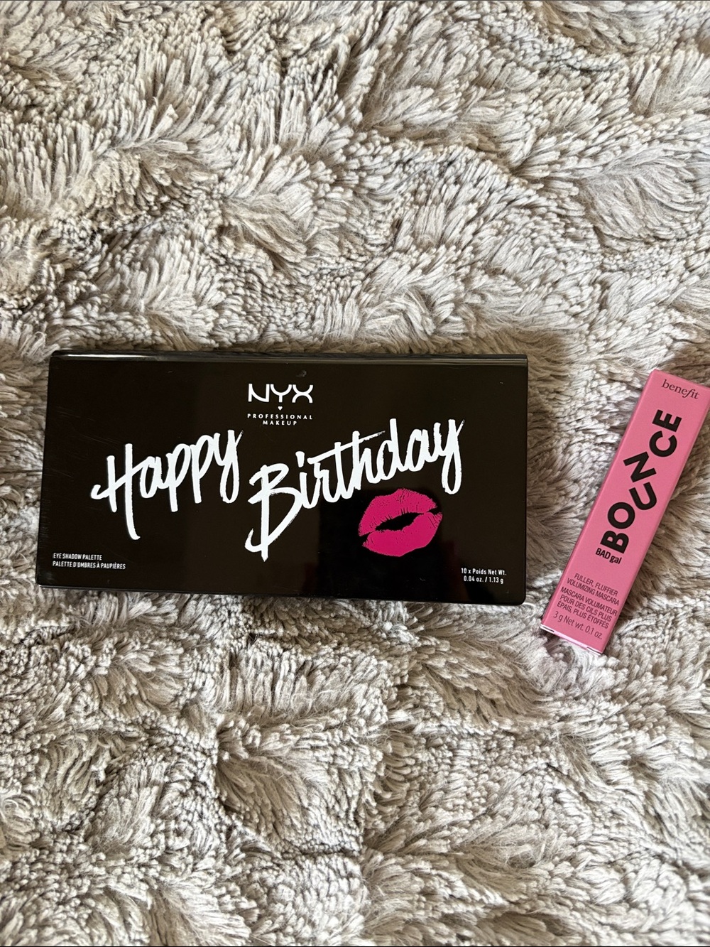 NYX Happy Birthday Eyeshadow Palette and Travel-size Benefit Mascara